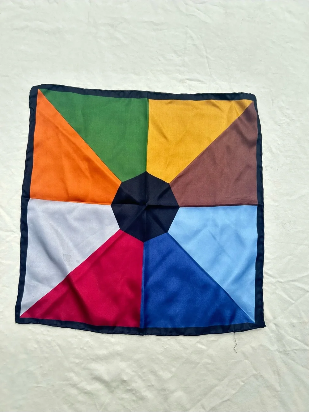Colorblock Silk Square Scarf - Multicolor
